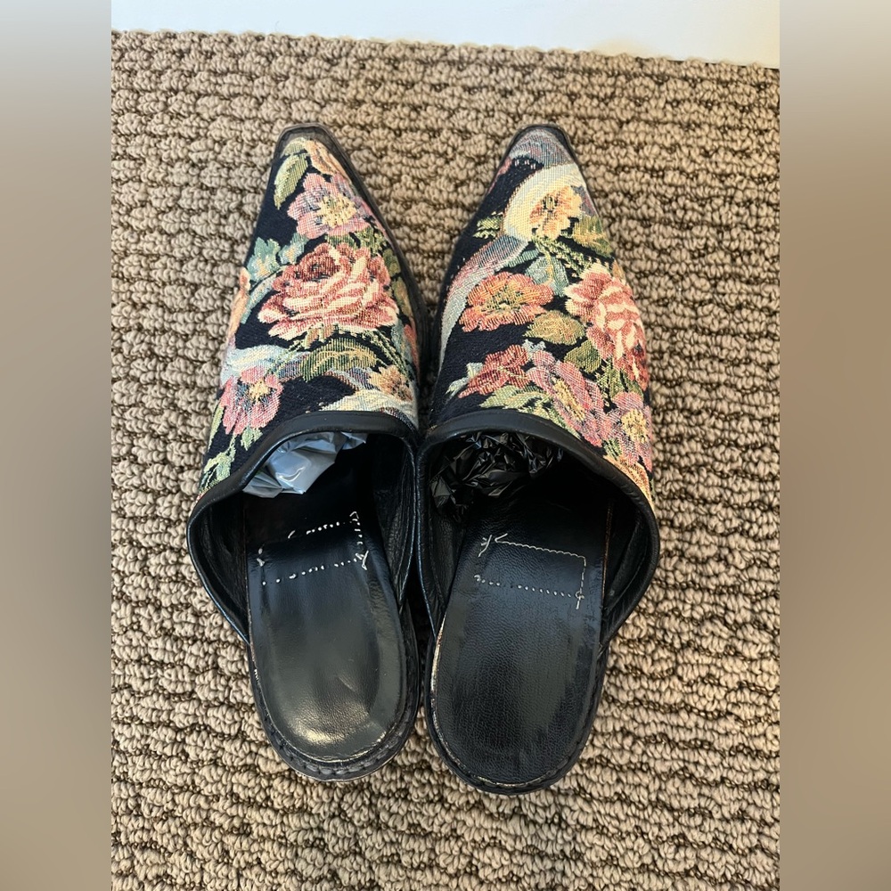 Greater LA vtg FLoral Tapestery Mule cottagecore boho granny dark romantic Sz 7 - Picture 4 of 12